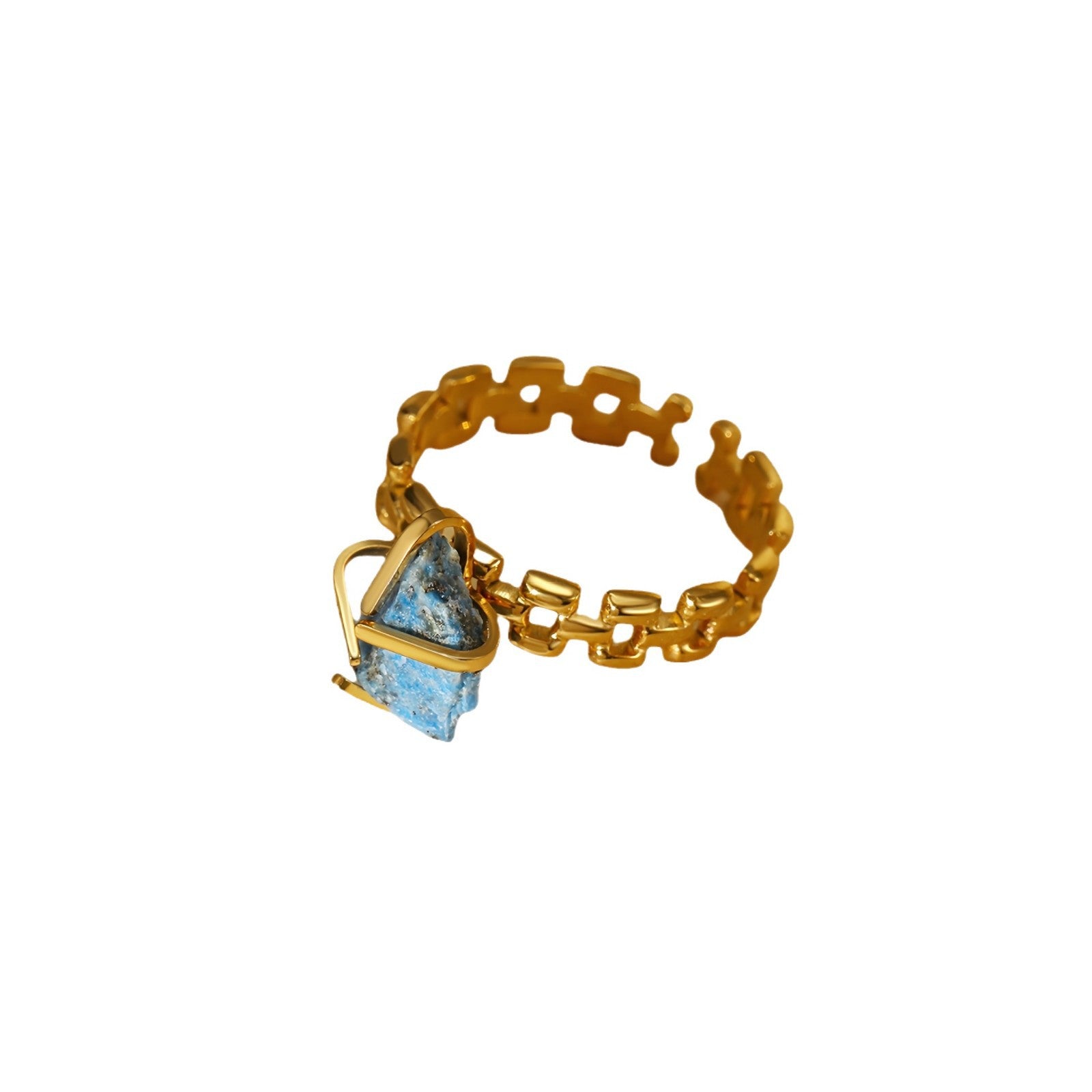 Wholesale Adjustable Open Titanium Steel Vintage Natural Stone Ring